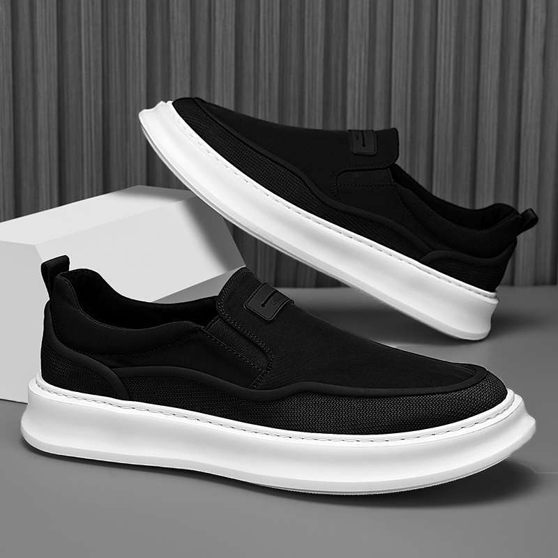 Men's shoes are breathable and comfortable in summer, deodorant canvas shoes, men's one-pedal cloth shoes, versatile thick-soled lazy casual board sh
