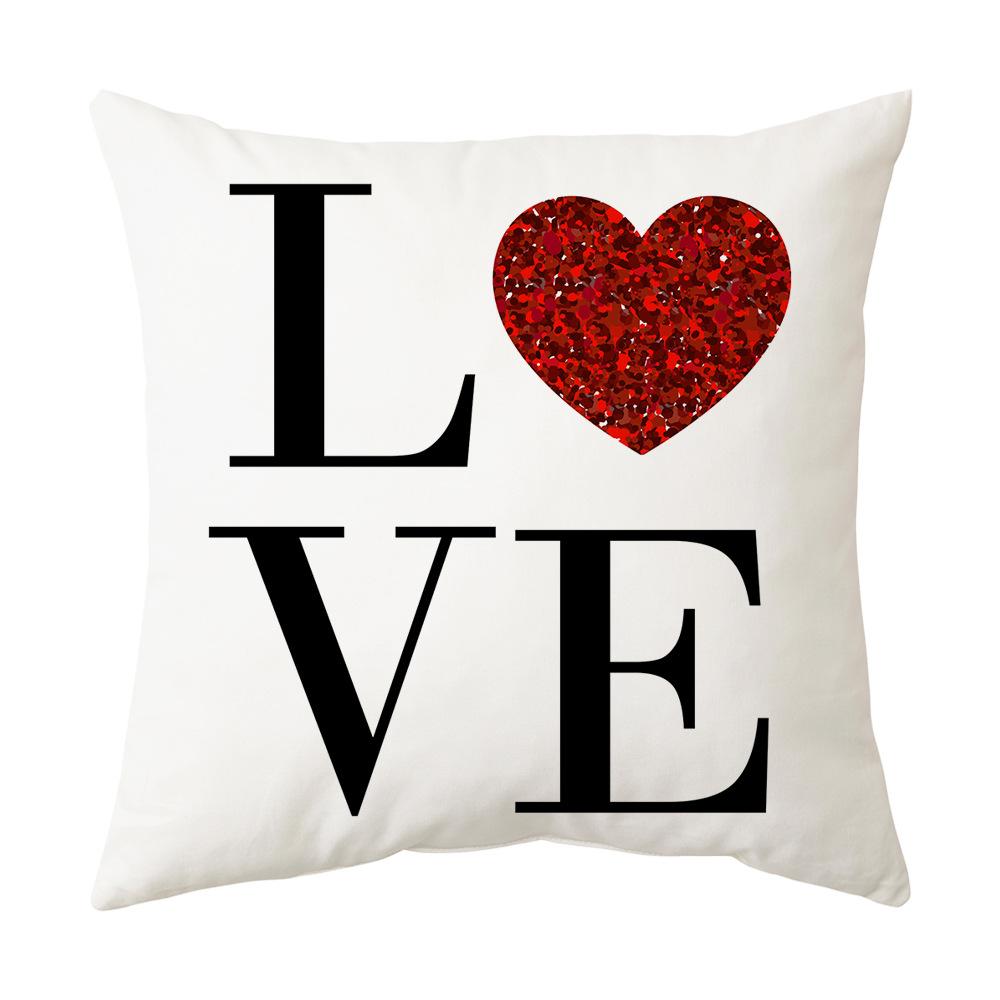 

Valentine s Day Pillow New Home Gift Short Plush Printed Pillow Cover Square Sofa Cushion Cover 45 * 45cm (collection priority delivery)