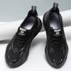 Męskie Buty Letnie Oddychające Casualowe Czarne na Platformie Podwyższające Sportowe Buty Taty Męskie Modne Lekkie Buty z Siateczki Flyknit