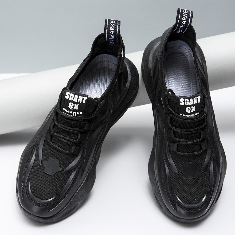 Pánské boty Letní prodyšné ležérní černé platformové zvýšené sportovní boty pro tátu Pánské trendy lehké pletené síťované boty