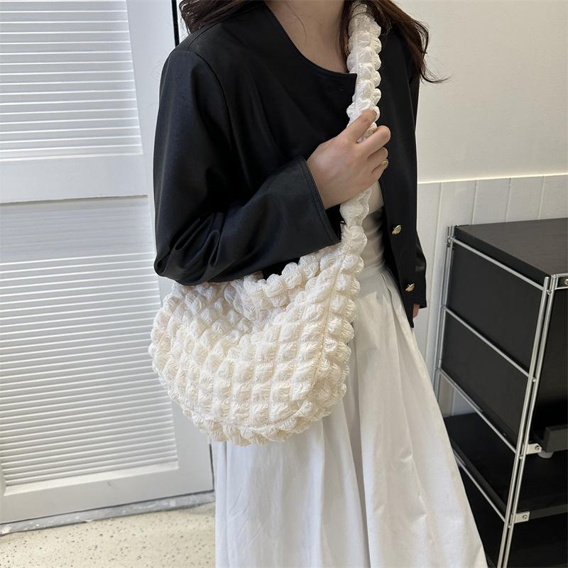 Stylish and Simple Temperament Pleated Bag Women's 2025 Shoulder Underarm Bag Portable Bucket Bag Tide