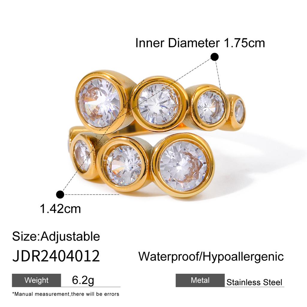 Youthway Cubic Zirconia Diamonds Metal Metal Stainless Steel Waterproof Gold Color Ring for Women Charm Stylish Jewelry Gift