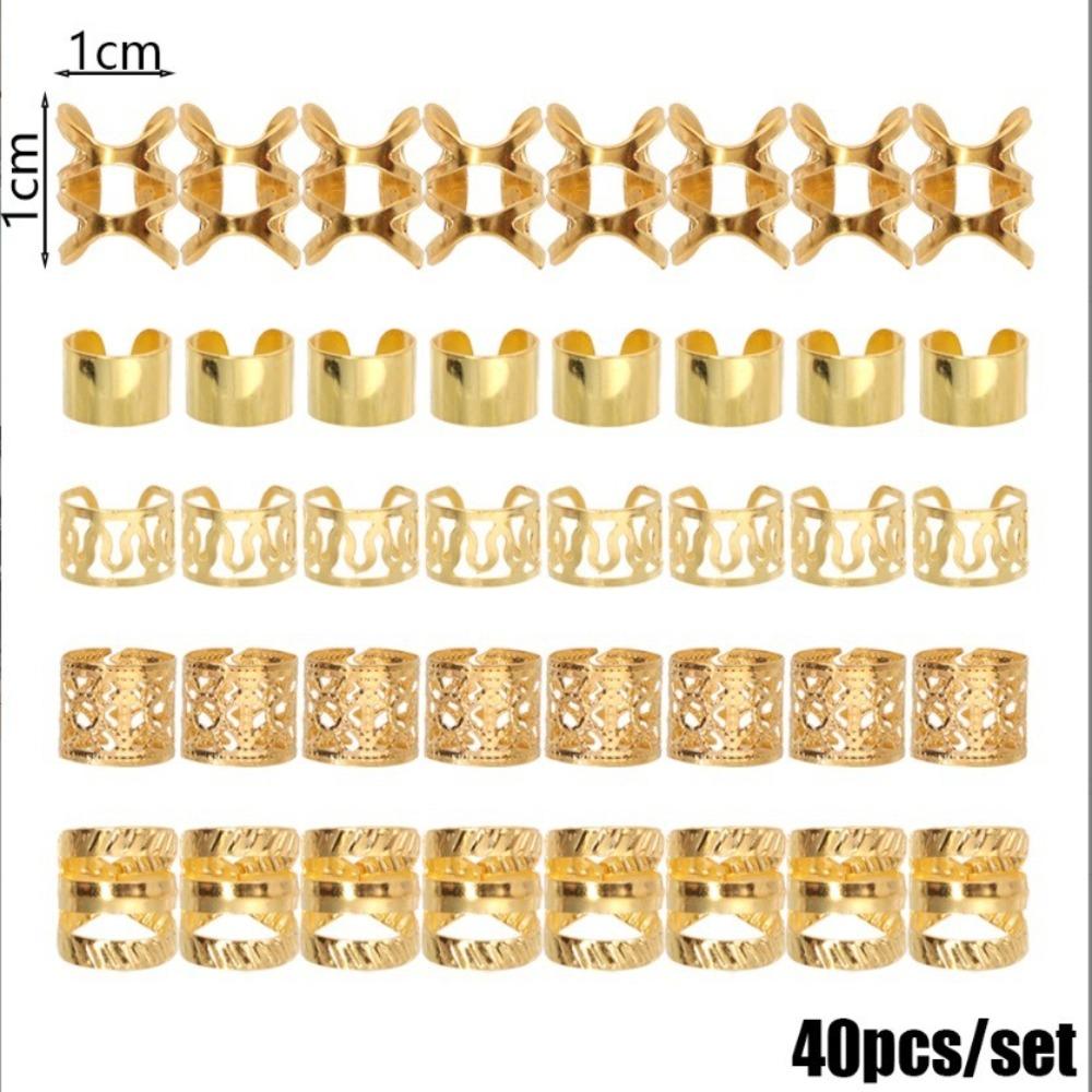 40/50 Pieces Clips Pendants Dreadlocks Beads Metal Hair Dcorations Hair Braid Rings  for Women Men