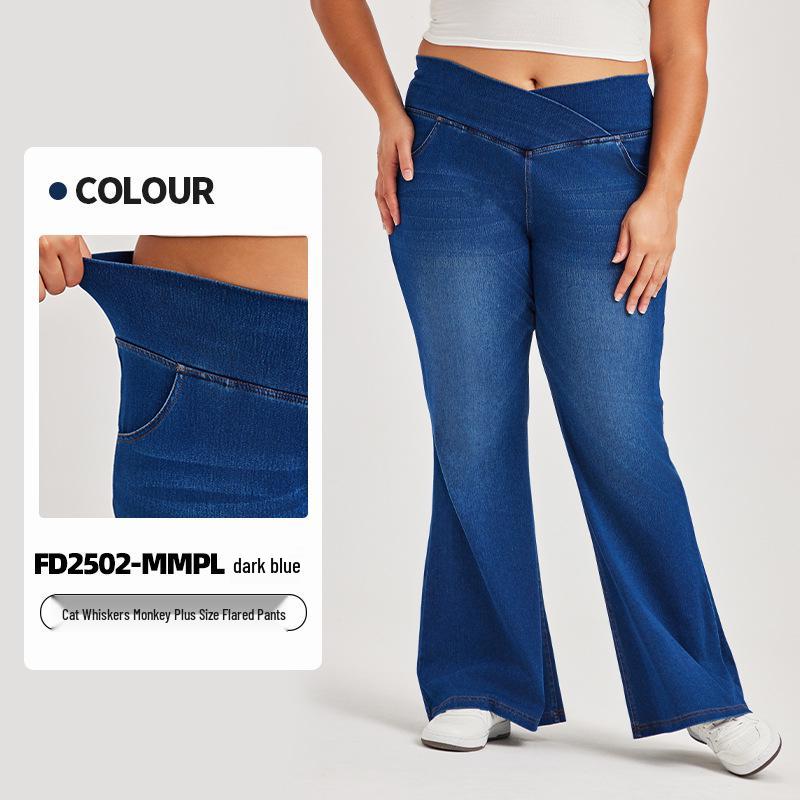 

Fringed Cross-Waist Wide-Leg Jeans: Hip-Lifting, Slimming, Loose-Fit Casual Pants for Women 1XL