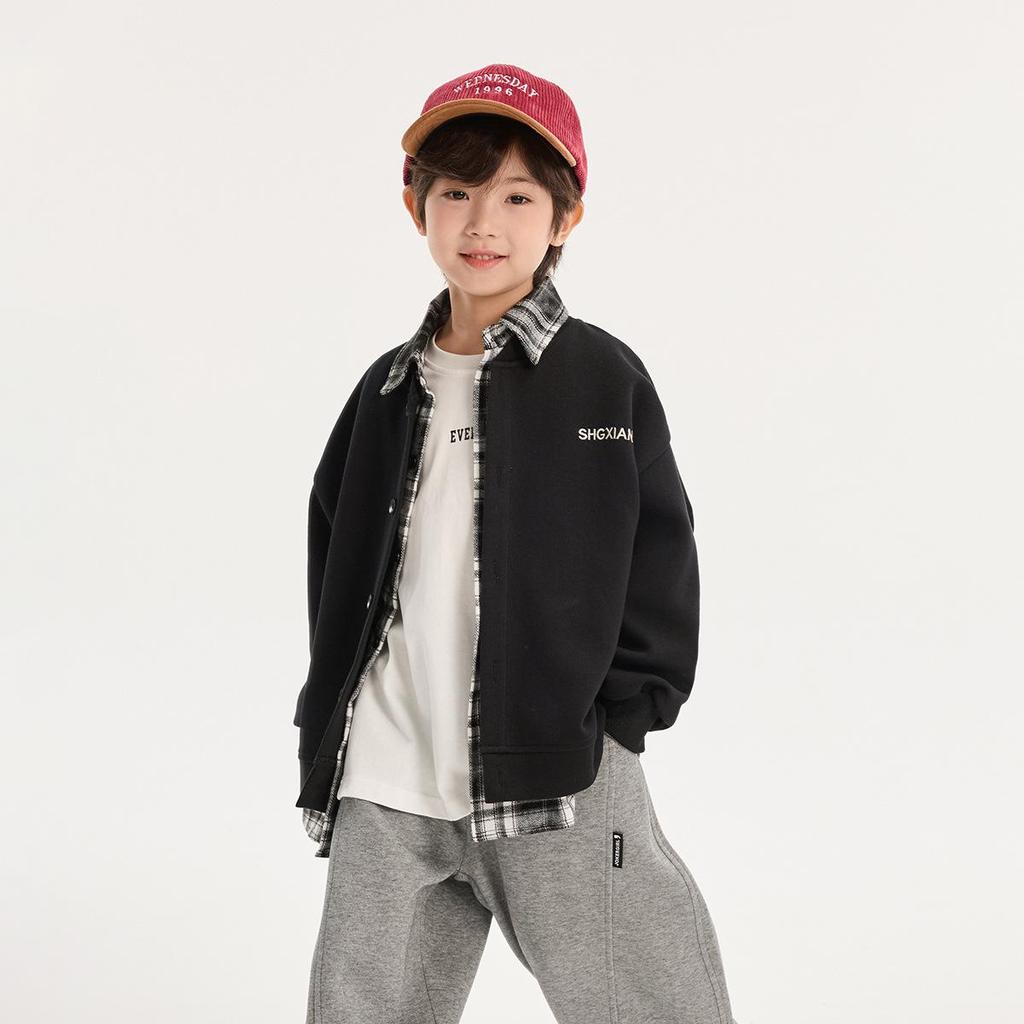 Märchenhafte Erinnerung Jungen Frühling & Herbst Koreanischer Stil Lässige Patchwork Faux Zweiteiler Jacke