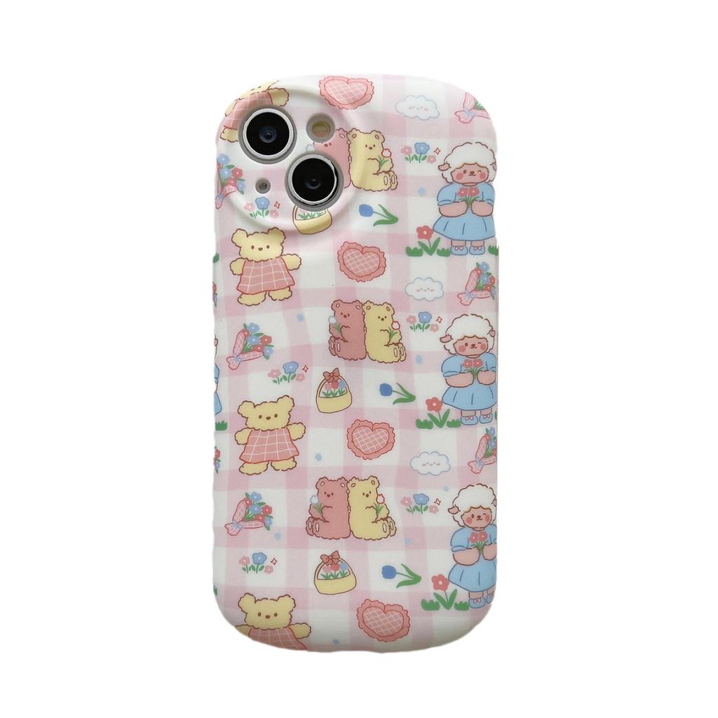 Pink Cartoon Bear Case for iPhone 15 Pro Max/14/13