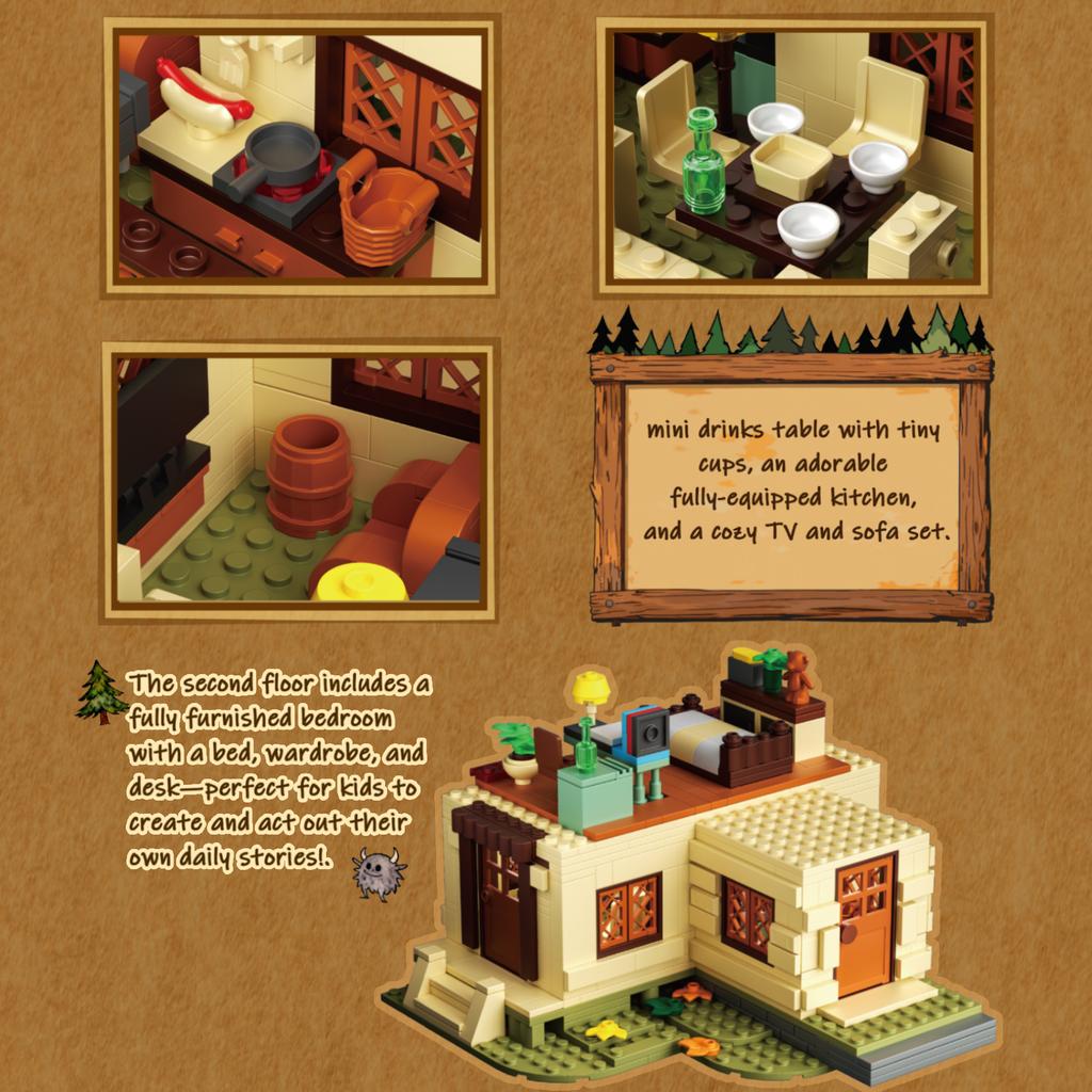 1108PCS Mystery House Bausteine Klassischer Cartoon Waldhaus Modell Ornament Kinder Pädagogisches DIY Spielzeug Weihnachtsgeschenke