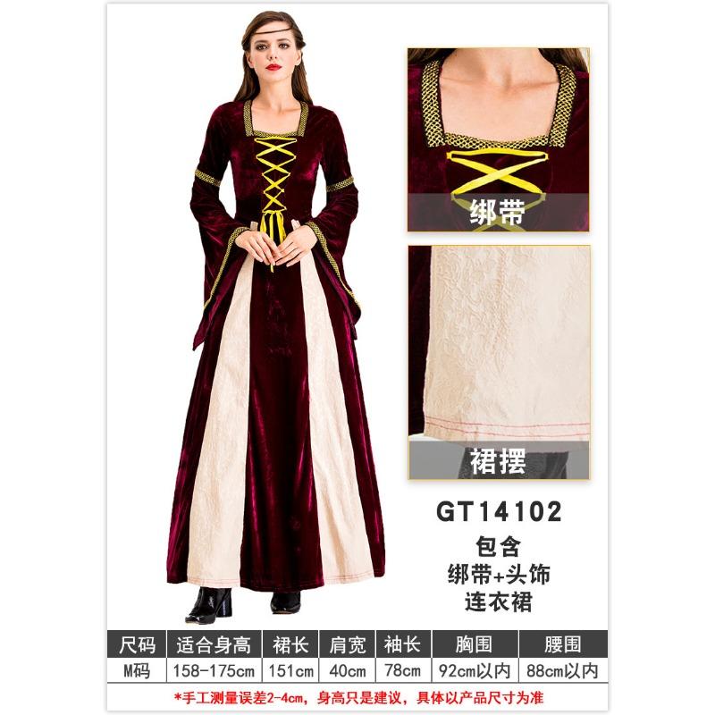 Vintage Halloween Christmas Court Costume Adult Female Golden Velvet Dress Gorgeous Noble Strap Dress Dress