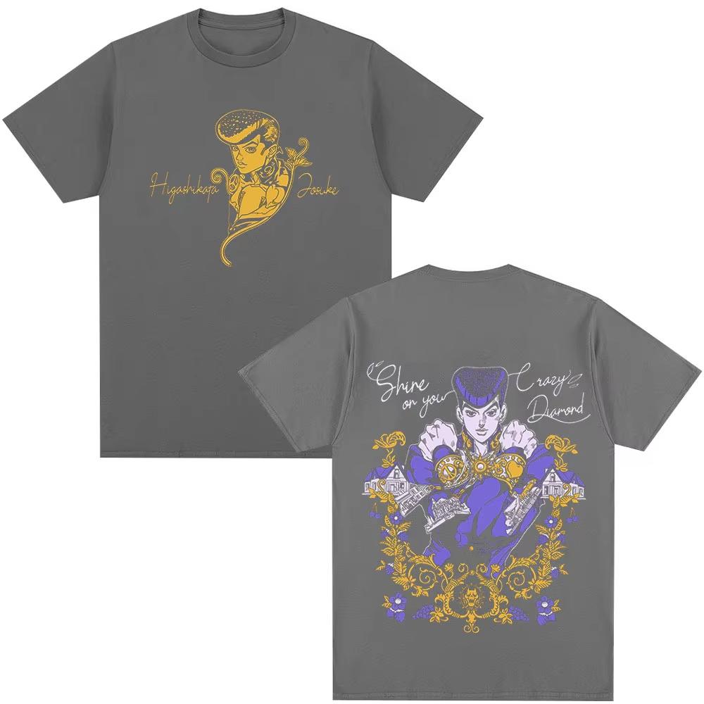 Anime JoJo Bizarre Adventure T-Shirt Higashikata Josuke Manga T-Shirts Herren Damen Baumwolle Lässig Komfort Übergroß Männliches T-Shirt