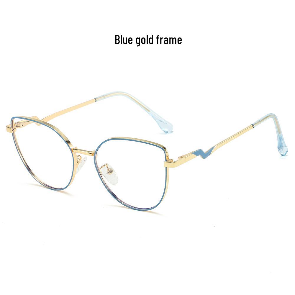 **Elegant Color-Changing Cat Eye Glasses for Women - Anti-Blue Light Metal Frame Flat Lenses**