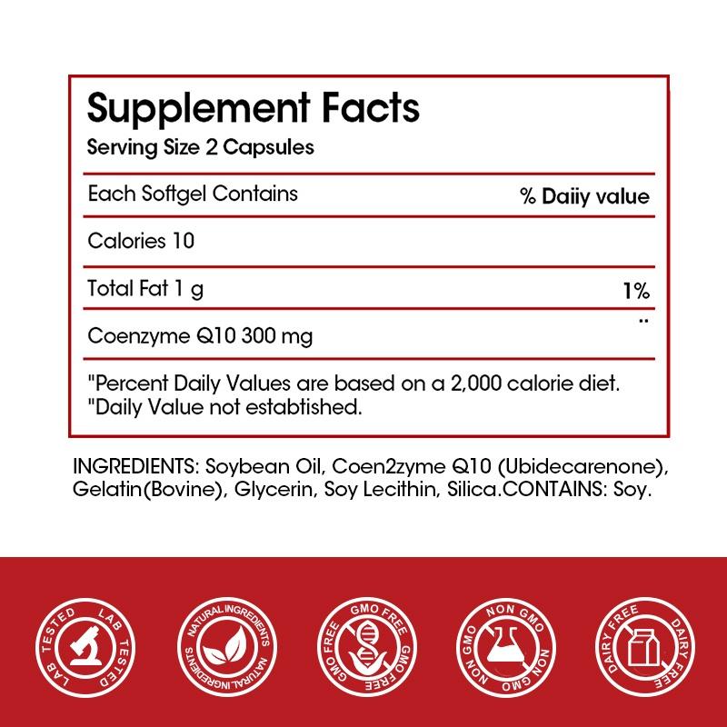 Daitea CoQ10 Supplement, 300mg Per Softgel, 3X Better Absorption, 120 Softgels