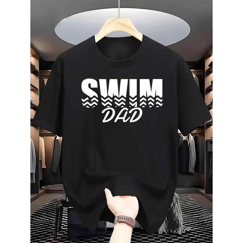 European Sizes Men'S Swimming Pool Theme Print Round Neck T-Shirt, Fashionable And Comfortable, Perfect for Poolside, Soft And Durable