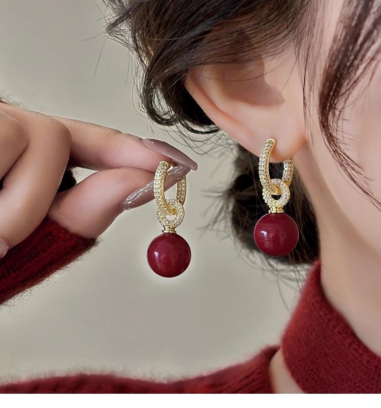 New Year's Wine Red Earrings