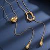 Minimalist CCB Water Drop Pendant Adjustable Necklace for Women Fashion Circular Hollow Irregular Long Sweater Chain Jewelry