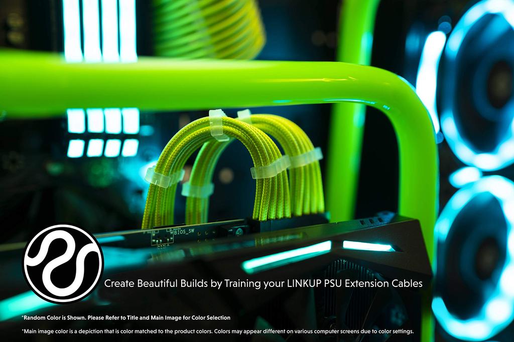 LINKUP 50cm Super Soft Flexible PSU Cable Extension Sleeved Custom Mod PC Power Delivery Combed Braided 5 Pieces 1x 24 P 2x 8 P CPU 2x 8 P GPU 500mm
