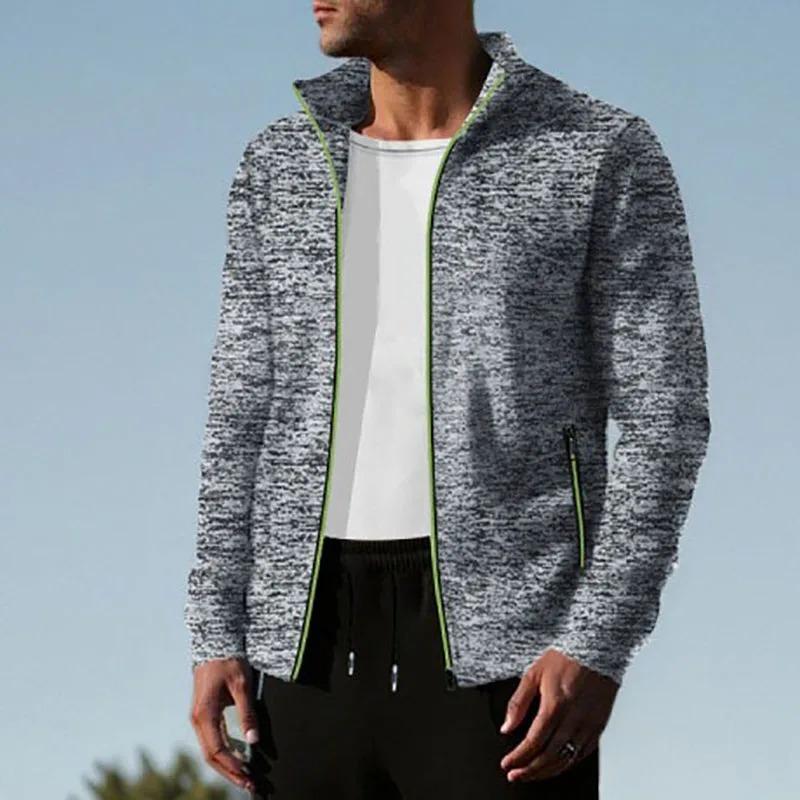 

Премьер Тренд Осень Зима Мужской Трикотажный Топ на Молнии с Длинными Рукавами Тонкое Повседневное Модное Пальто Яркая Молния Верхняя Одежда для Мужского Отдыха и Ежедневного Использования S светло-серый