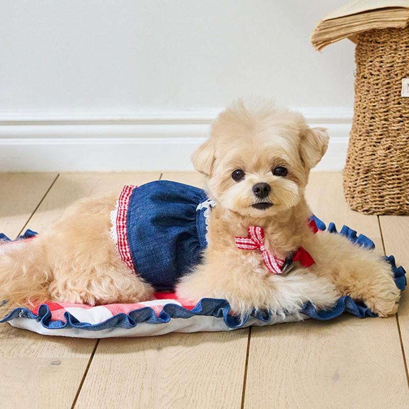 Classic Denim Dog Dress Teddy Bichon Female Dogs Pet Clothing