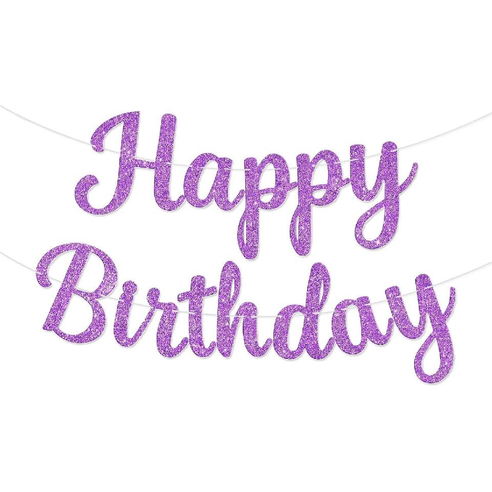 Happy Birthday Banner Pre-strung No DIY Glitter Birthday Party Banner Sign Wall Decor Door Banners for Men Women Boys Girls Party Backdrop
