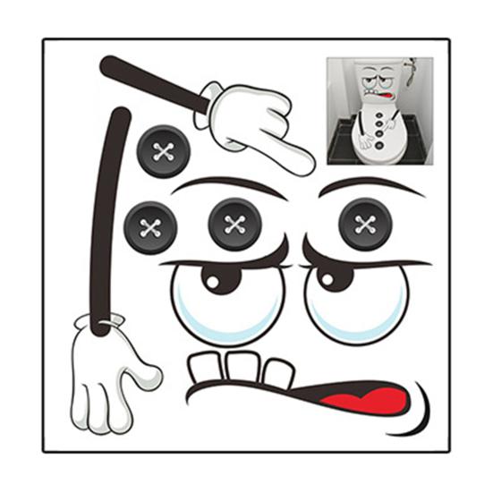 Adesivo da Toilette Espressione Cartone Animato Impermeabile Rimovibile Autoadesivo PVC Soggiorno Bagno Parete