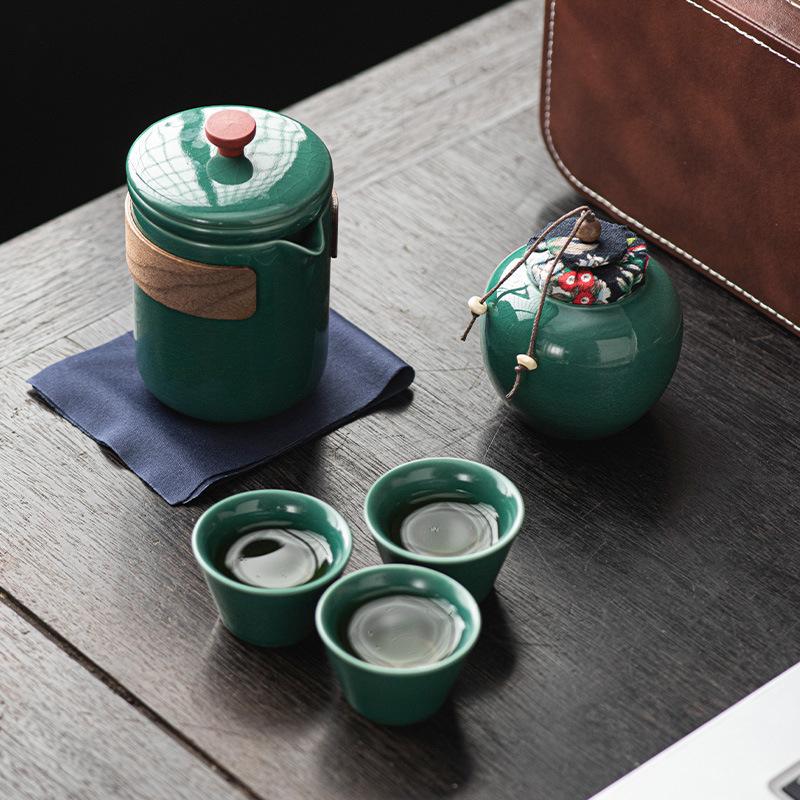Ge Yao Kuaike Sada Keramická Otevřená Čajová Miska Přenosná Kung Fu Čajová Sada Kempování Obchodní Suvenýr