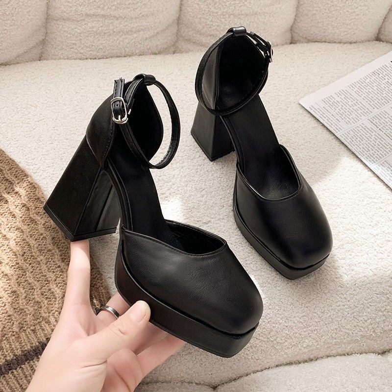 Baotou Sandals Women's Summer French Mary Jane High Heels Waterproof Table Thick Heel Small Evening Breeze with Skirt Single Shoes
