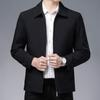Men Jacket Lapel Long Sleeve Zipper Placket Middle-aged Coat with Side Pockets Solid Color Casual Jacket Outwear