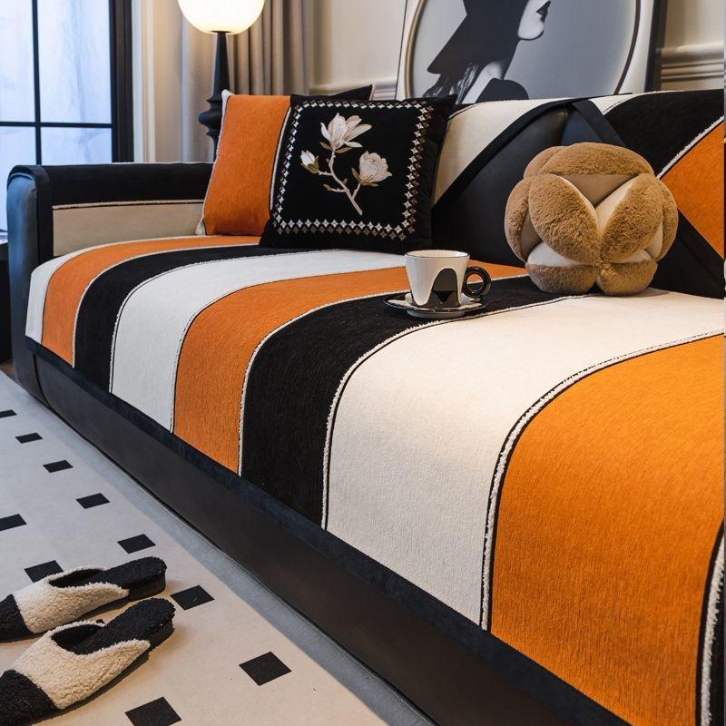 

Striped Sofa Cushion, Universal Non-slip Seat Cushion for All Seasons, Nordic Style Sofa Cover, American Light Luxury High Sense 45X45cm pillowcase