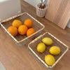 Chic Design Woven Iron Storage Basket Square Metal Construction Organizer Basket Casual Chic Art Design Food Basket Kitchen Use