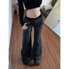American Retro Low Waisted Jeans for Women's Style Loose and Personalized Spicy Girl Design Washed Micro Flared Pants