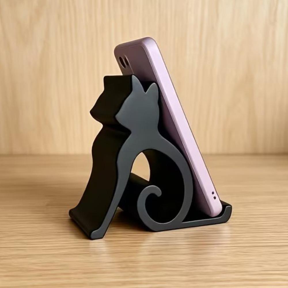 Cat Shaped Cute Kitten Phone Stand Lovely Phone Holder Figurine Card Stand Organizer Office Use