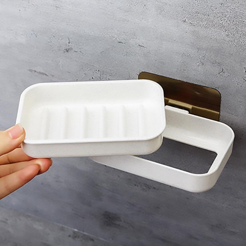 Double-layer Draining Soap Box Wall-mounted Soap BoxBathroom Seamless Adhesive Soap Box Soap Rack Soap Stand