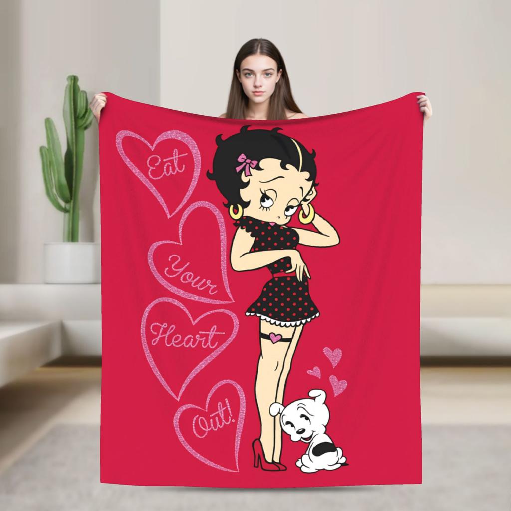 Warm Blanket Airplane Travel B-Bettys Boops Bedding Throws  Flannel Bedspread For Home Decor Graphic Sofa Bed Cover
