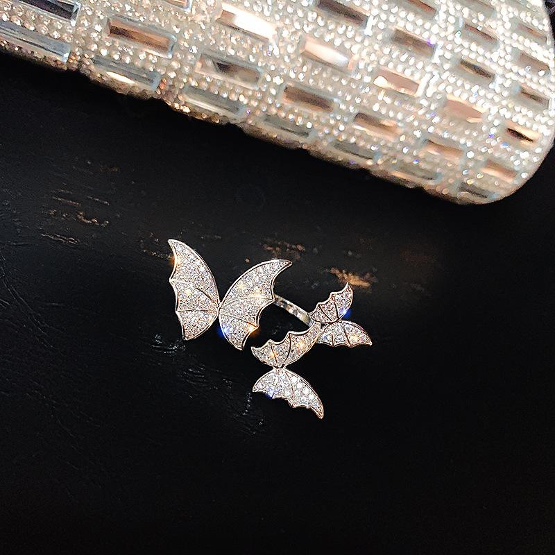 Inlaid Rhinestones Sparkling Butterfly Open Ring Women's Personalized Fashionable Daily Accessories Party  Birthday Gifts
