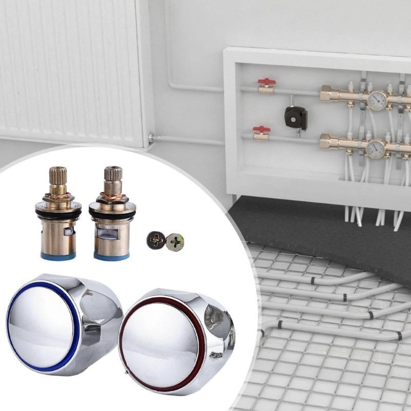 Modern Bathroom Faucet Replacement Set with Hot & Cold Tapping Head Bath Faucet Conversion Set Comfortable Grip