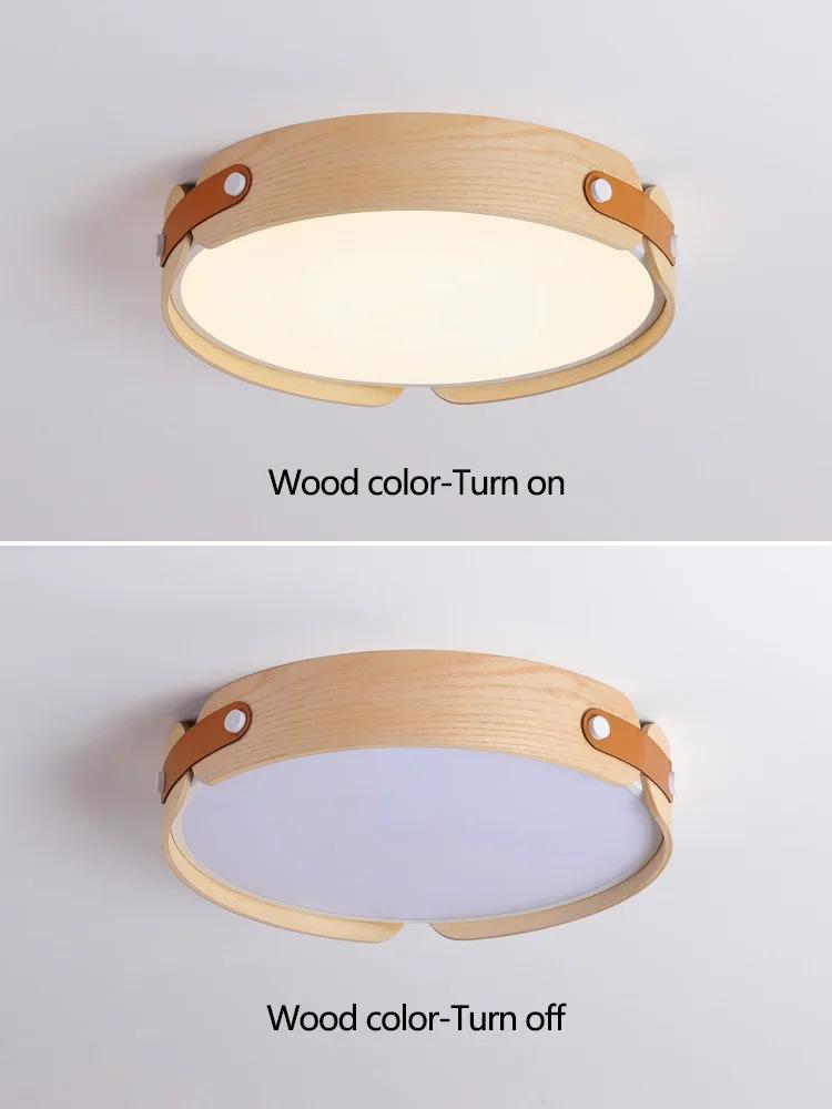Japanese retro creative walnut ceiling light modern home circular room lighting master bedroom dining room Nordic lighting