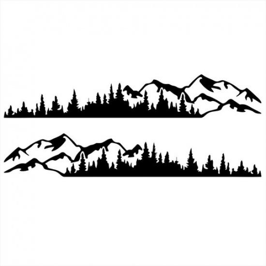 Tree Mountain Forest Decal Vinyl Sticker For Car Truck SUV RV Trailer Side Body