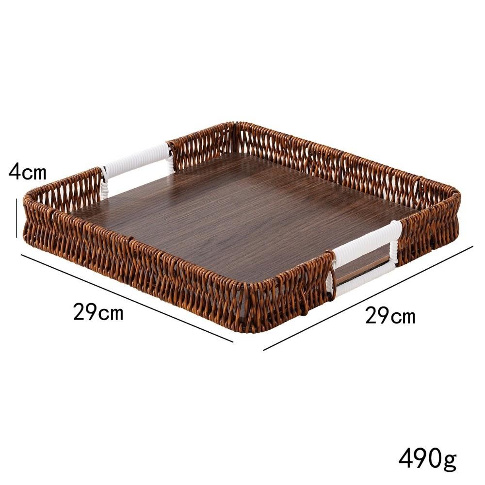 Handwoven Wicker Serving Tray Woven Handheld Plastic Rattan Storage Tray  Kitchen Storage