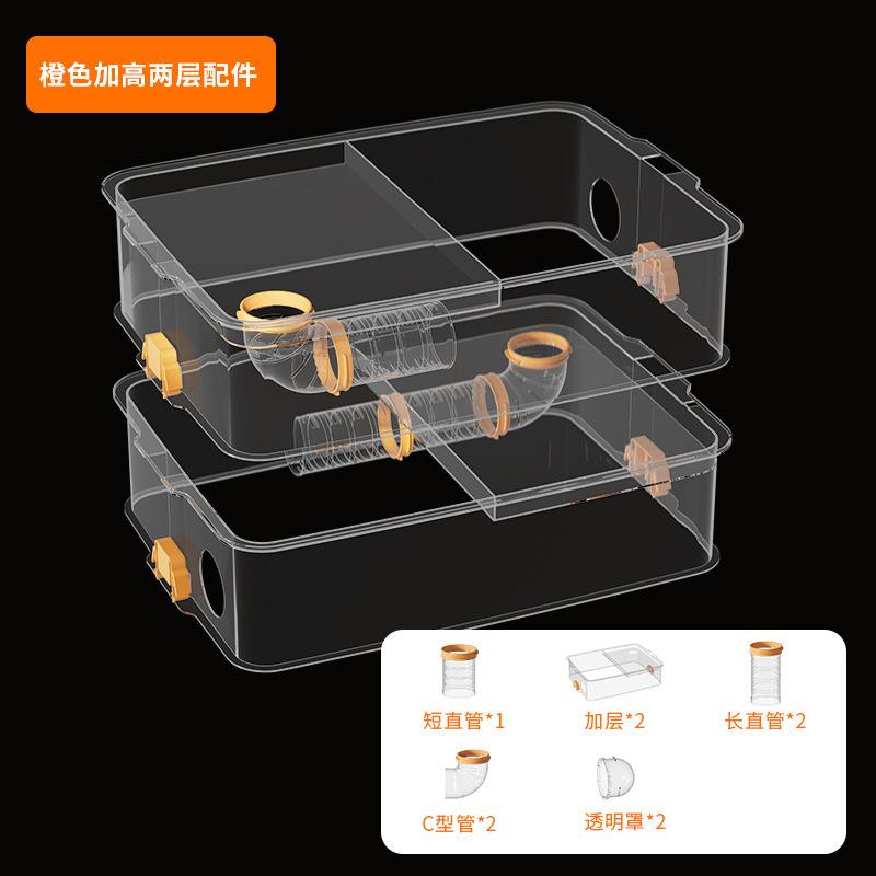 Large Hamster Cage Three Levels Raised Acrylic Transparent Habitat Spacious Pet Villa DIY Luxury Tunnel Hamster Playground