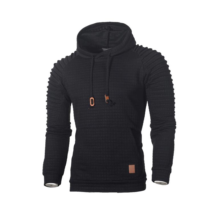 Herren Kapuzenpullover mit Jacquard-Streifen: Warmes Herbst-/Winter-Langarm-Sweatshirt XL schwarz