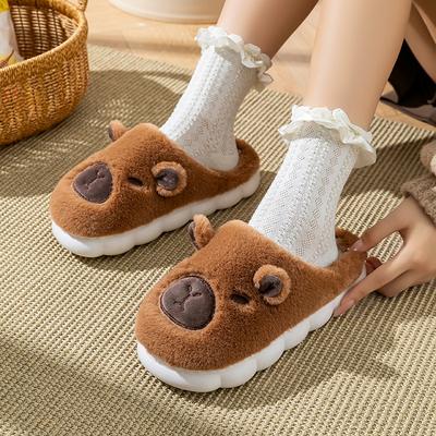 Cartoon Plüsch Baumwollpantoffeln Herbst und Winter Freizeit Zuhause Indoor Plüsch Dicke Sohle Warme Baumwollmops