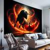 Flaming Bull and Dancer Tapestry Dramatic Art Wall Hanging Passionate Theme Home Decor Living Room Bedroom Dance Studio Backdrop