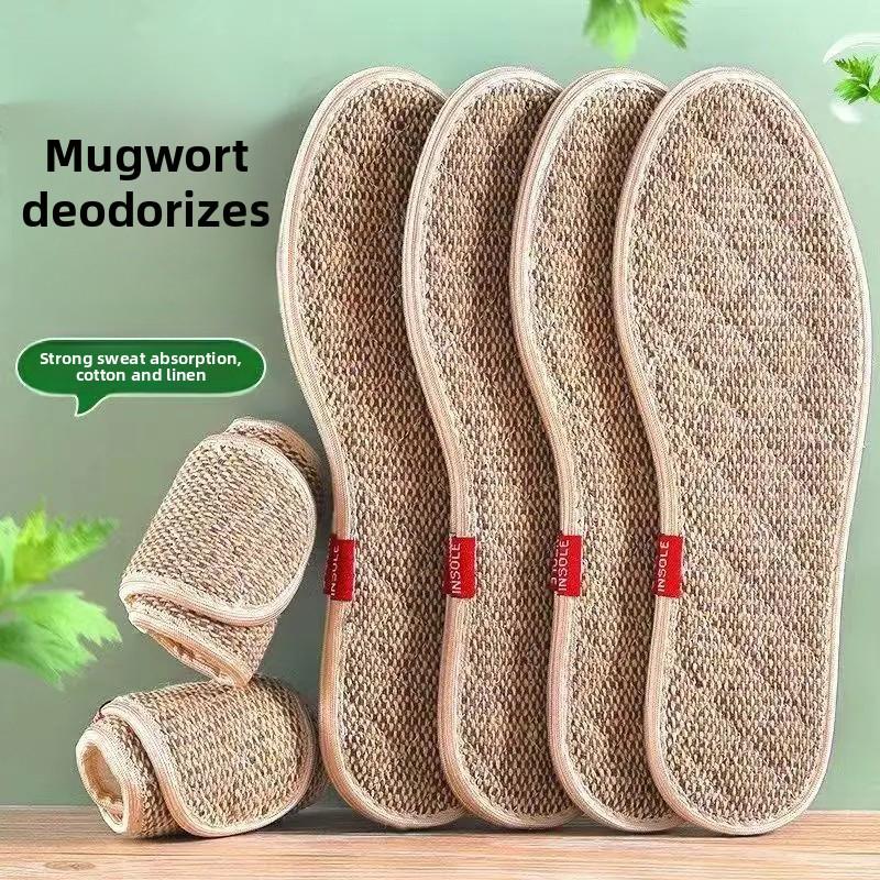 Mugwort Cotton And Linen Anti-odor Insoles Soft Soles Strong Sweat Absorption Breathability And Deodorization