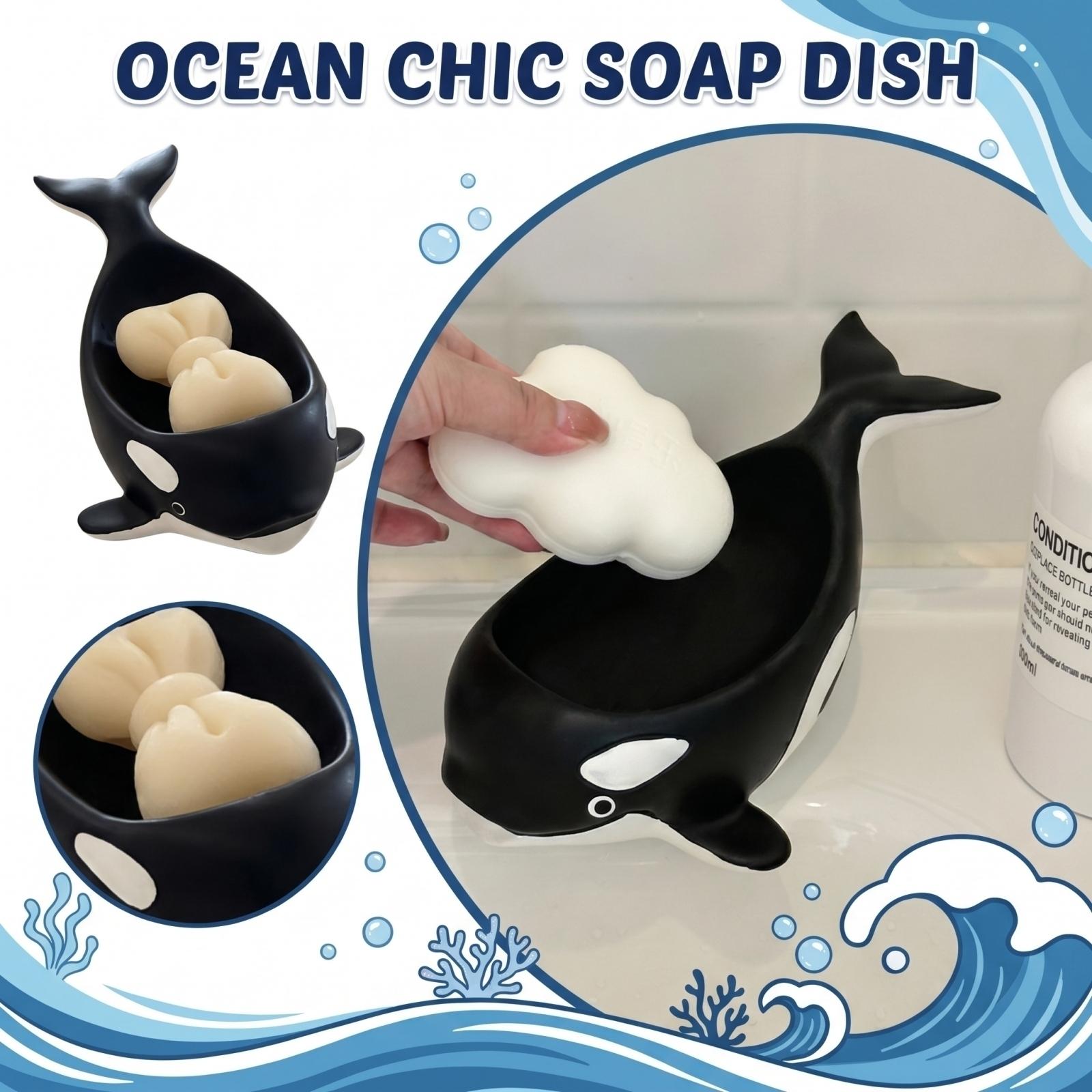 

Creative Whale Shaped Soap Dish Holder Decorative Home Bathroom Accessory Resin Sculpture for Organizing Soap Bars and Small Items one size чорний