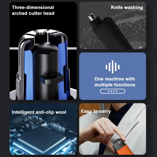 Nose Hair Trimmer IPX7 Waterproof Wet/Dry Use Low Noise Rechargeable Nose Hair Trimmer with Long