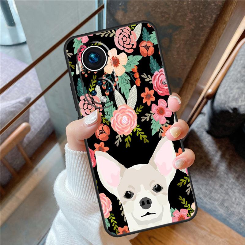 Chihuahua Face Floral Dog Case For Honor 90 70 50 Lite Magic 5 Pro Cover For Honor X8 X9 X7 X8a X9a X7a X6a X9b 9X 8X