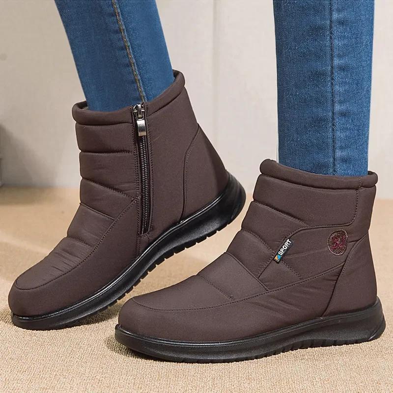 Neue Damenstiefel Wasserdichte Schneestiefel für Winterschuhe Damen Reißverschluss Stiefeletten Winter Botas Femininas Warm halten Botines Damen