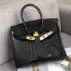Crocodile Pattern Platinum Bag New Fashionable Versatile Portable Messenger Bag Genuine Leather Women's Bag
