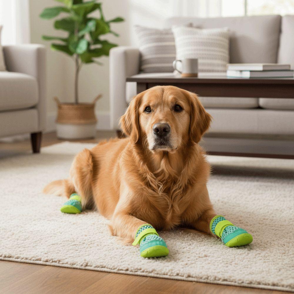 4pcs/set Breathable Anti-Slip Dog Boots Adjustable Dog Paw Protectors Pet Sneakers Training