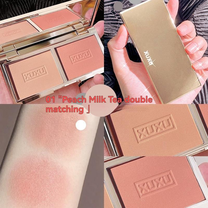 Natural&Matte Blush Palette Fine Powder Two-tone Peach Blush Palette Natural Rose Pink Red Rouge Face Cheek Easy To Apply