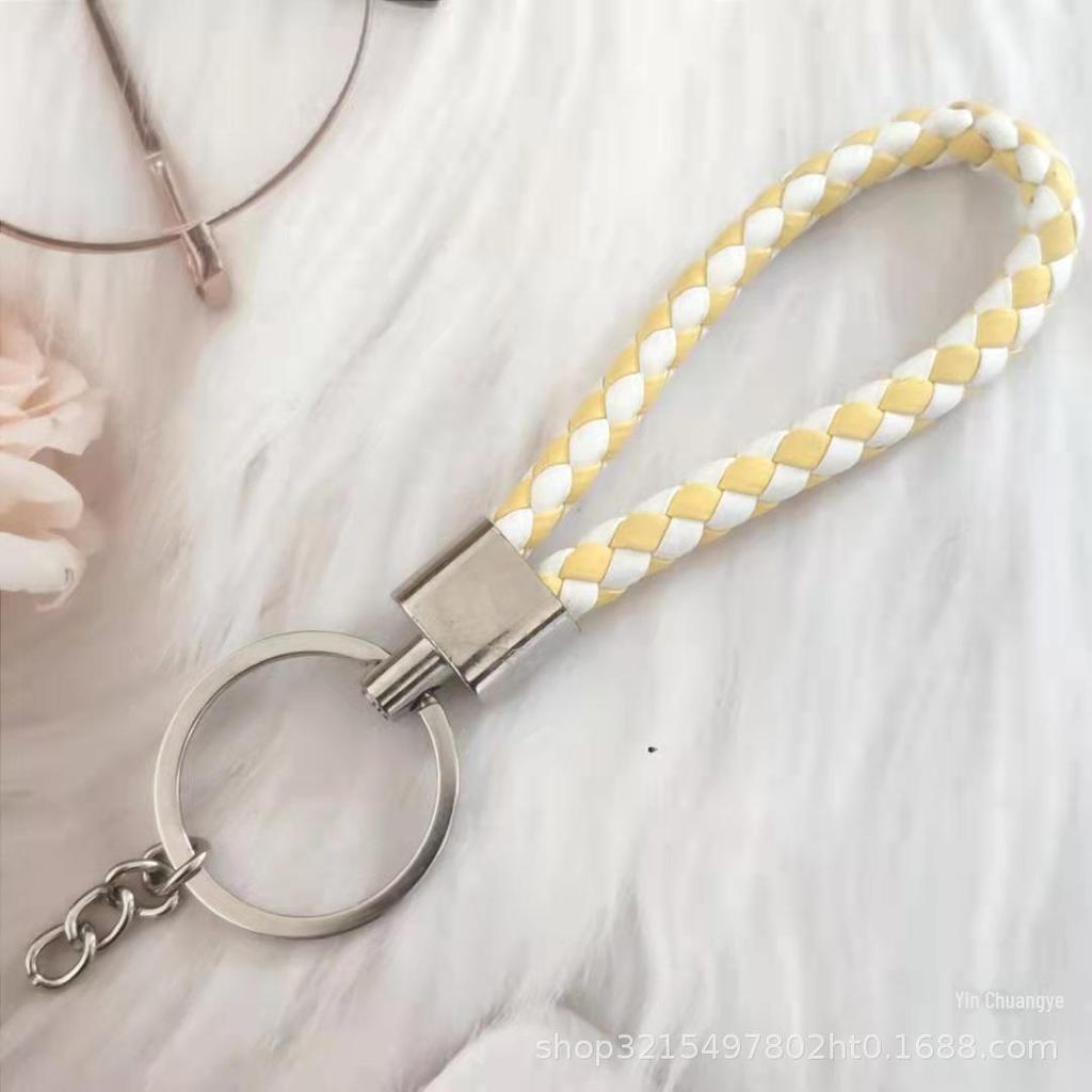 Gevlochten Lederen Touw Sleutelhanger met Poppenhanger - Modieus en Creatief Accessoire